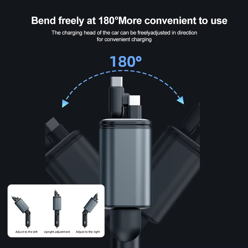 5-in-1 Smart Car Charger (180W) - Chaji ya Kijanja Inayojivuta yenye Taa za Nyota (Starlight)