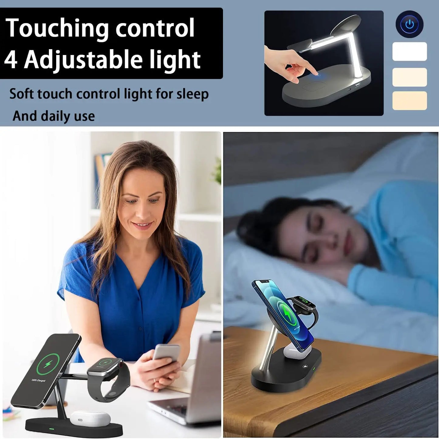 3-in-1 Fast Wireless Charging Station - Chaji iPhone, Apple Watch na AirPods kwa Wakati Mmoja!
