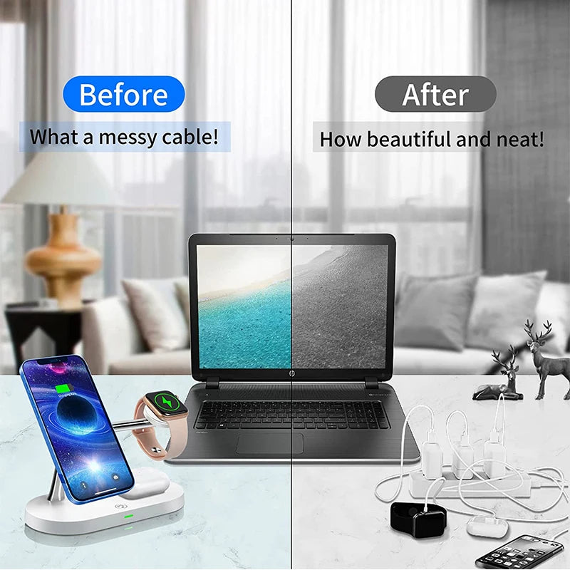 3-in-1 Fast Wireless Charging Station - Chaji iPhone, Apple Watch na AirPods kwa Wakati Mmoja!
