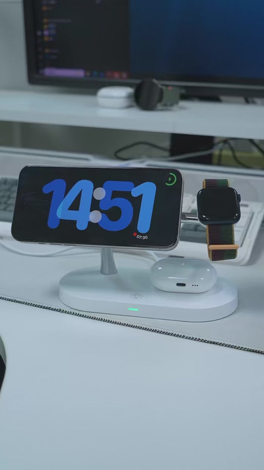 3-in-1 Fast Wireless Charging Station - Chaji iPhone, Apple Watch na AirPods kwa Wakati Mmoja!